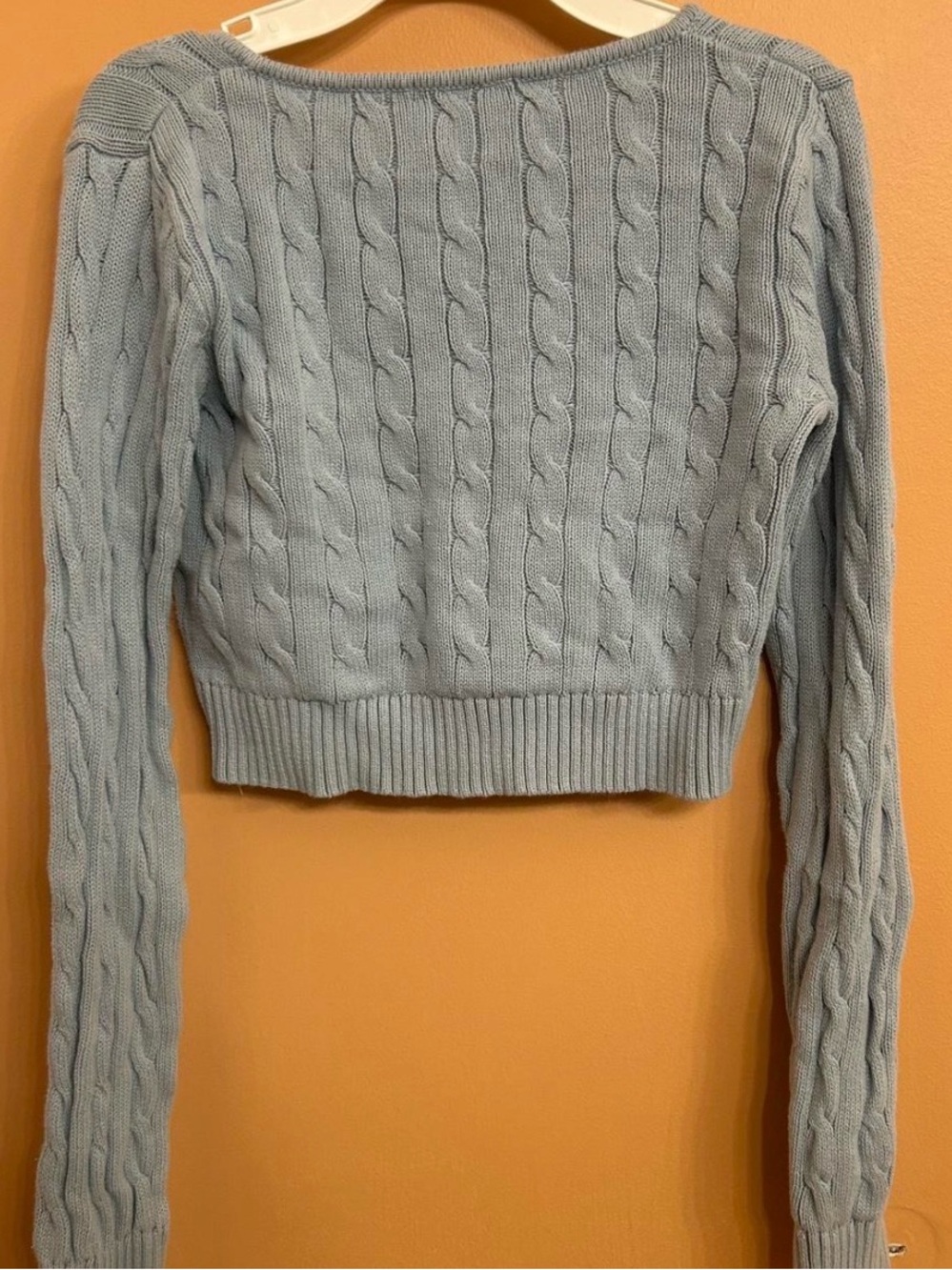 Brandy Melville Pale Blue Cable-Knit Cropped Cardigan - Picture 3 of 3